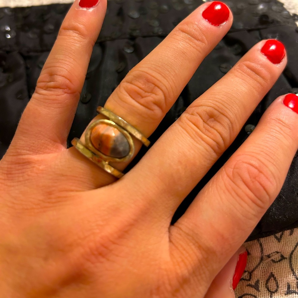 Faux gold and stone ring.